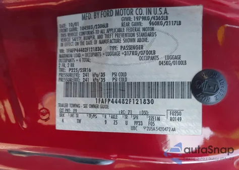 2002 Ford Mustang from USA, damaged, VIN 1FAFP44482F121830